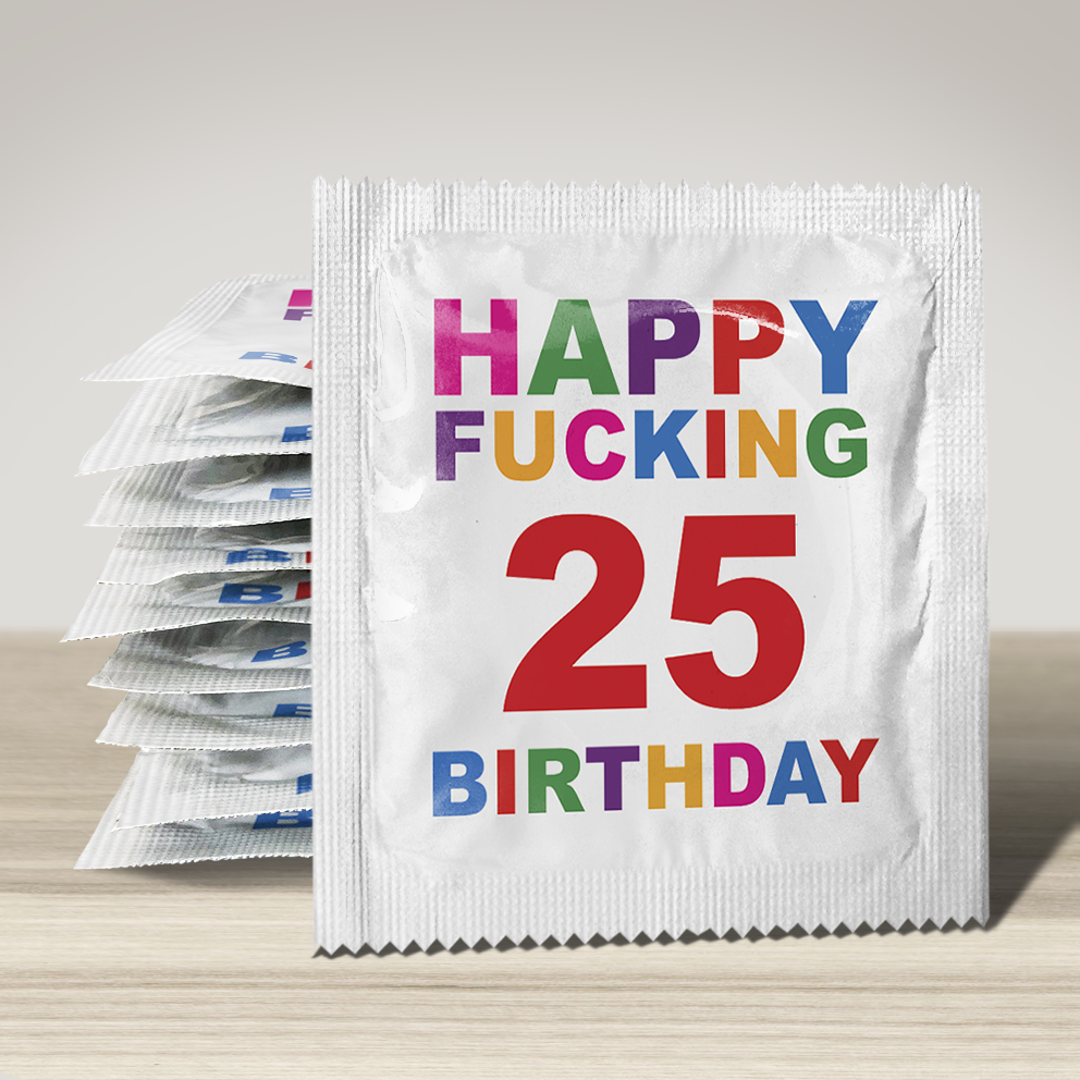 Image of funny condom "Happy fucking 25 birthday", 10 units