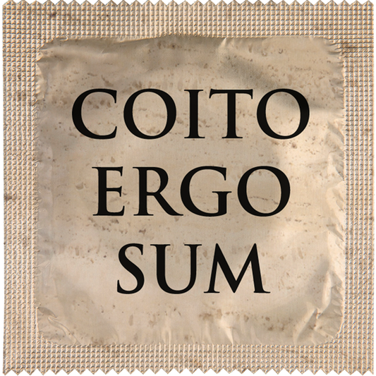 Image of funny condom "Coito Ergo Sum"