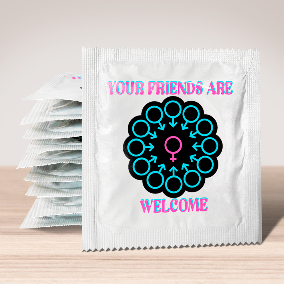 Image of funny condom "Your Friends are Welcome (woman)", 10 units