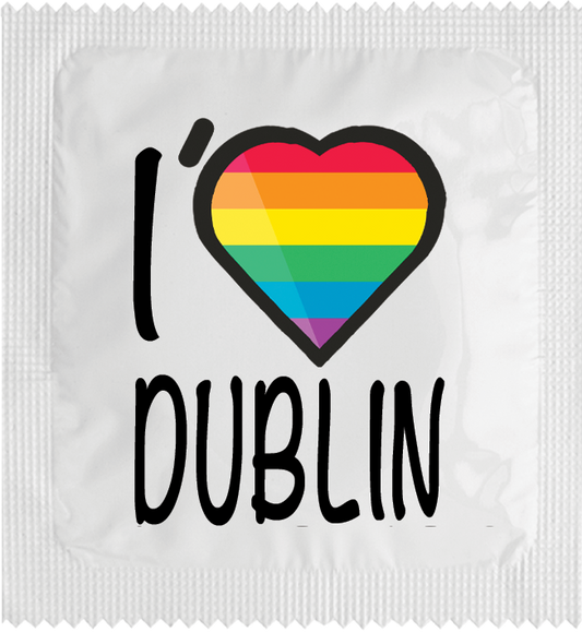 Image of funny condom "I Love Dublin (rainbow flag)"