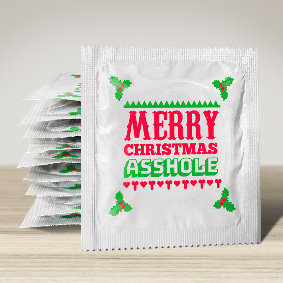 Image of funny condom "Merry Christmas Asshole", 10 units