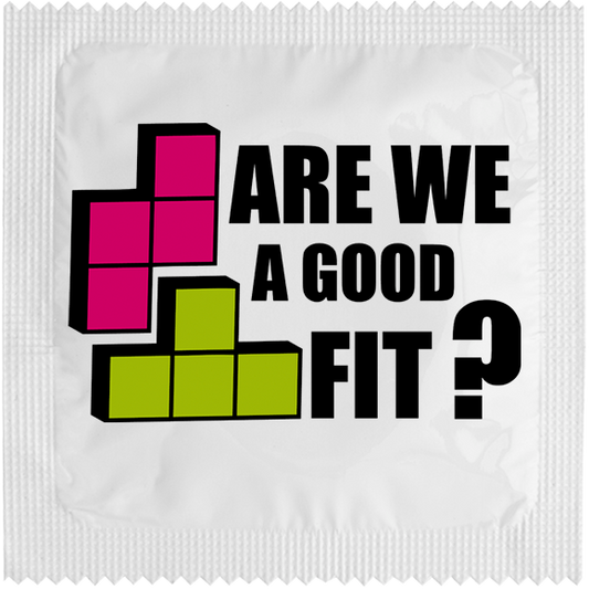 Image of funny condom "Are We A Good Fit"