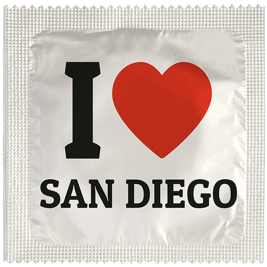 Image of funny condom "I Love San Diego"