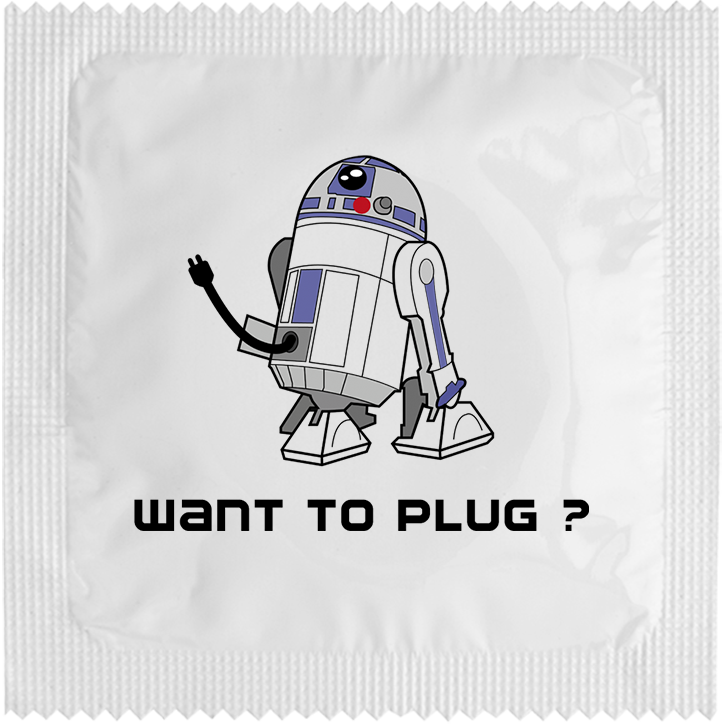 Image of funny condom "Want To Plug"