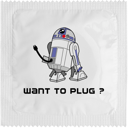 Image of funny condom "Want To Plug"