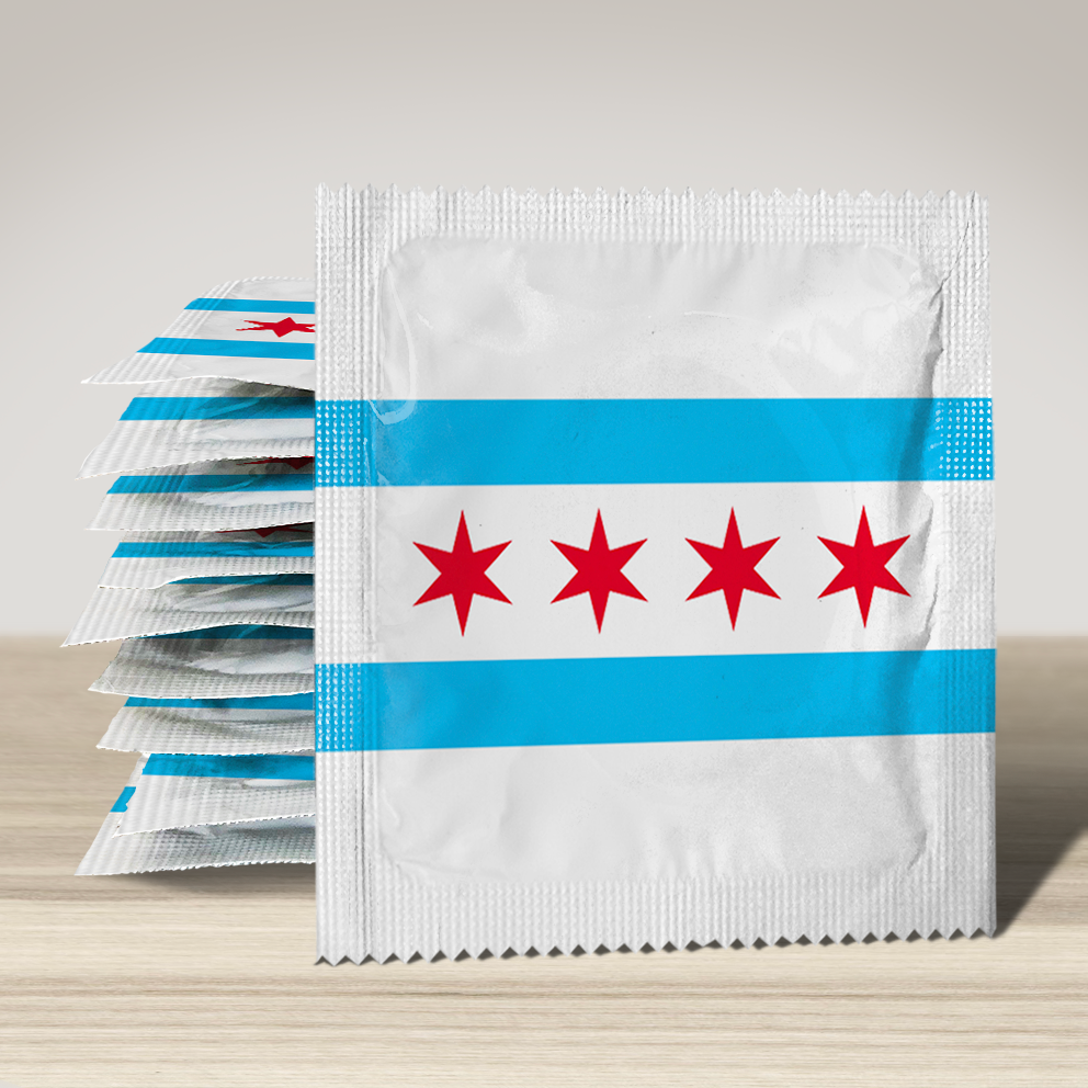 Image of funny condom "Chicago Flag", 10 units